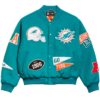 NFL Miami Dolphins Chalk Line Full-Snap Aqua Blue Pennant Wool Varsity Jacket