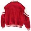 NFL Minnesota Vikings Justin Jefferson Soldier Field Arrival Red White Wool Celine Jackson Teddy Jacket back view