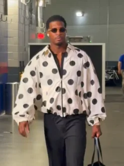 NFL New York Giants White And Black Polka Dot Windbreaker Jacket front view