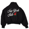 NFL New York Mets x Alpha Industries x New Era Black Shawl Collar Flight Bomber Jacket