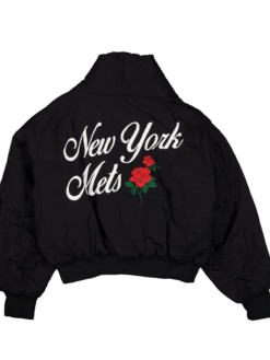 NFL New York Mets x Alpha Industries x New Era Black Shawl Collar Flight Bomber Jacket