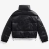 NFL Philadelphia Eagles Off Season Women's Black PU Leather Puffer Jacket back view