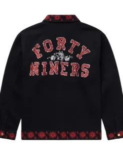 NFL San Francisco 49ers Forty Niners Latino Heritage 2026 Zip-Up Black Cotton Jacket back view