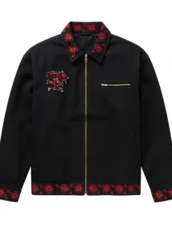 NFL San Francisco 49ers Latino Heritage 2026 Forty Niners Black Zip-Up Cotton Jacket front view