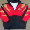 NFL San Francisco 49ers Pro Line 90s Red Real Vintage Full-Zip Windbreaker Hooded Jacket front view