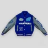 NFL San Francisco 49ers Trent Williams Embroidered Louis Vuitton Blue And Grey Varsity Jacket front view