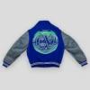 NFL San Francisco 49ers Trent Williams Louis Vuitton Embroidered Blue And Grey Varsity Jacket back view