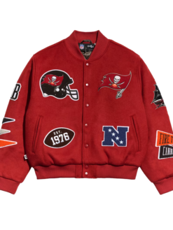 NFL Tampa Bay Buccaneers Chalk Line Full-Snap Red Pennant Wool Varsity Jacket