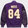 NFL Team Baltimore Ravens Randy Moss Goat Purple Varsity Jacket back view