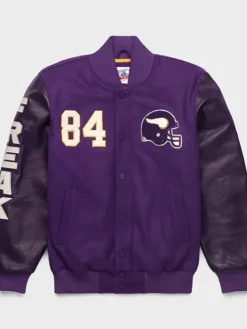NFL Team Baltimore Ravens Randy Moss Goat Purple Varsity Jacket front view
