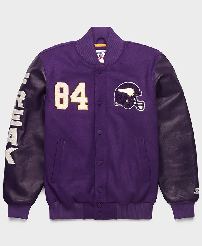 NFL Team Baltimore Ravens Randy Moss Goat Purple Varsity Jacket front view
