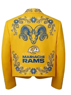 NFL Team Los Angeles Rams Yellow Mariachi Embroidered Suiting Fabric Blazer back view