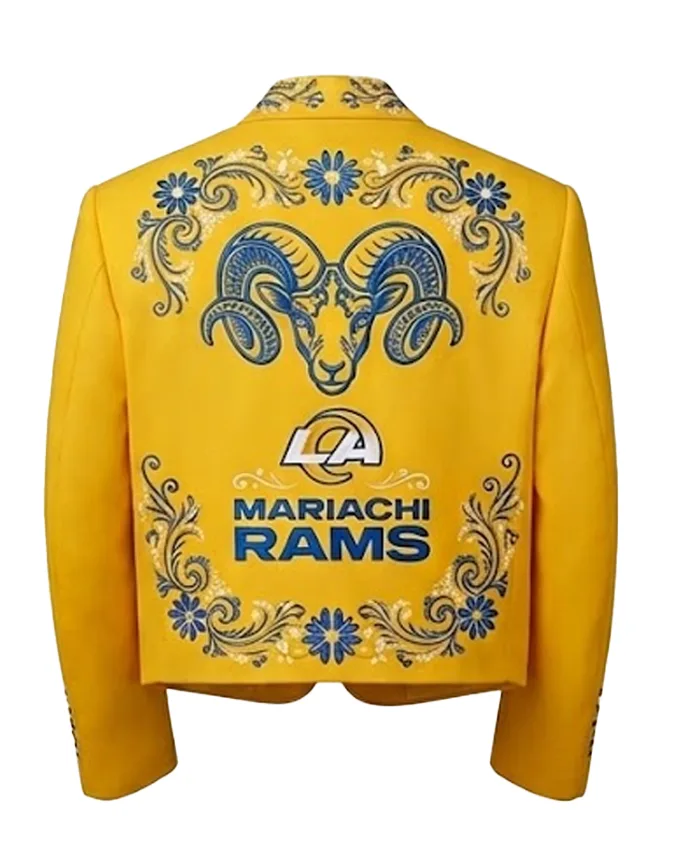 NFL Team Los Angeles Rams Yellow Mariachi Embroidered Suiting Fabric Blazer back view