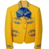 NFL Team Los Angeles Rams Yellow Mariachi Suiting Fabric Embroidered Blazer front view