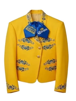 NFL Team Los Angeles Rams Yellow Mariachi Suiting Fabric Embroidered Blazer front view