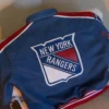 NHL Team New York Rangers Navy Blue Bomber Leather Jacket back view