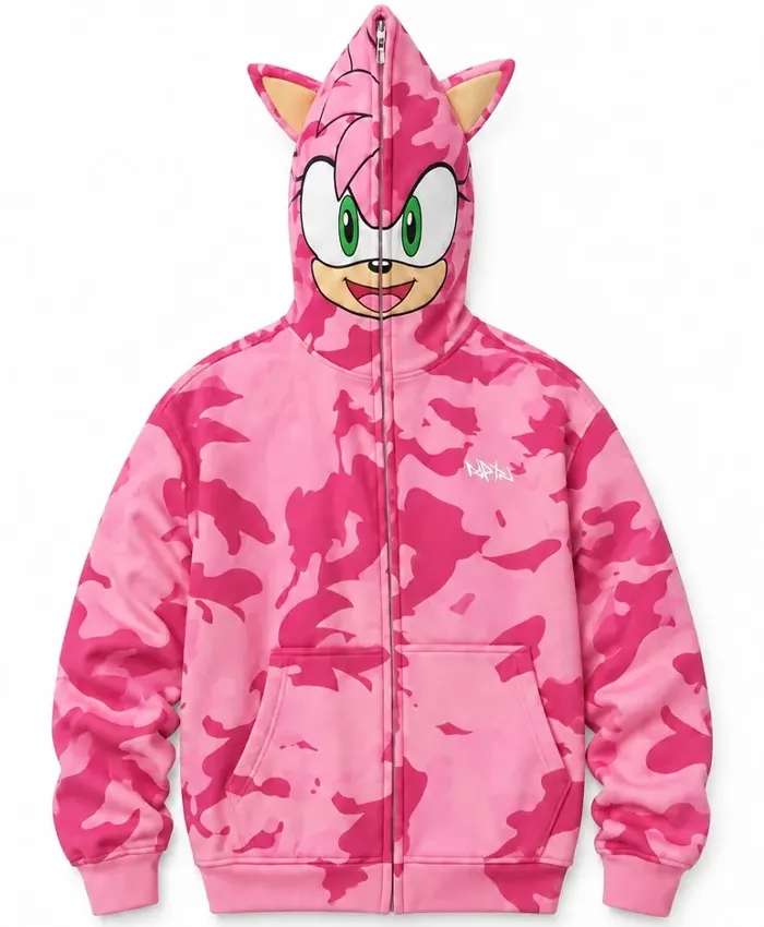 Neptun X Sonic 2026 Amy Full ZIP Pink Camo Hooded Jacket