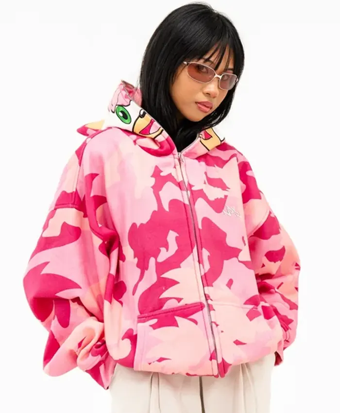 Neptun X Sonic 2026 Amy Full ZIP Pink Camo Hoodie Jacket