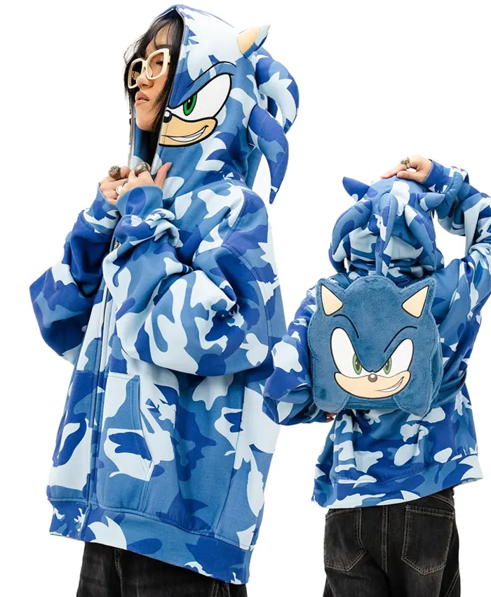 Neptun X Sonic 2026 Blue Camo Full Zip Up Hooded Jacket