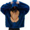Neptun x sonic the hedgehog Sonic Blue Fluffy Fur Jacket With Hood