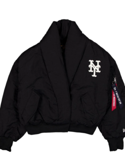 New York Mets x Alpha x New Era Black Shawl Collar Flight Jacket