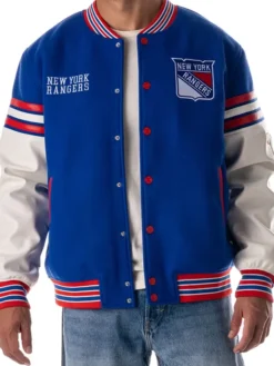 New York Rangers The Wild Collective Blue Varsity Jacket