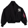 New York Yankees x Alpha x New Era Black Shawl Collar Flight Jacket