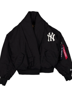 New York Yankees x Alpha x New Era Black Shawl Collar Flight Jacket