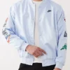 Nike Club Mens Reissue Varsity Jacket In Light Blue