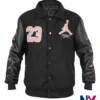 Nike x Jordan London Leather LDN 23 Black Wool Varsity Jacket front view