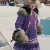 North Of North S02 Anna Lambe Purple Hooded Long Coat