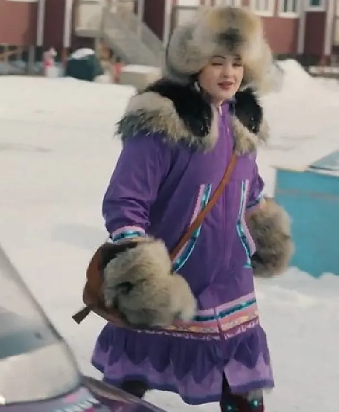 North Of North S02 Anna Lambe Purple Hooded Long Coat