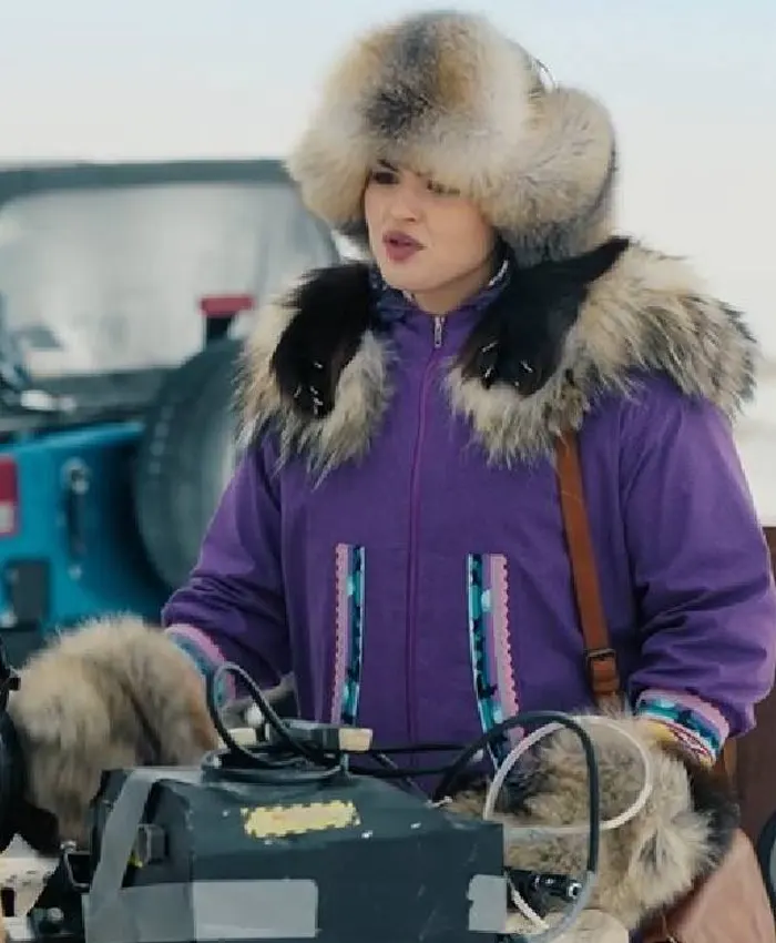 North Of North S02 Anna Lambe Purple Hooded Parka Coat