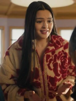 North-Of-North-Season-02-Anna-Lambe-Red-Floral-Sherpa-Jacket-For-Sale
