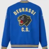 October's Very Own x Degrassi Royal Blue Fleece Letterman Varsity Jacket back view