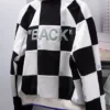 Off-White 10x10 SS27 Milan Fashion Week Fuzzy Fleece Black-White BACK Checkerboard Jacket back view