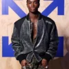 Off-White Imaginary Palace Distressed Alton Mason Leather Bomber Varsity Jacket For Sale