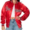 Ohio State Buckeyes Red Bomber Varsity Letterman Jacket For Women