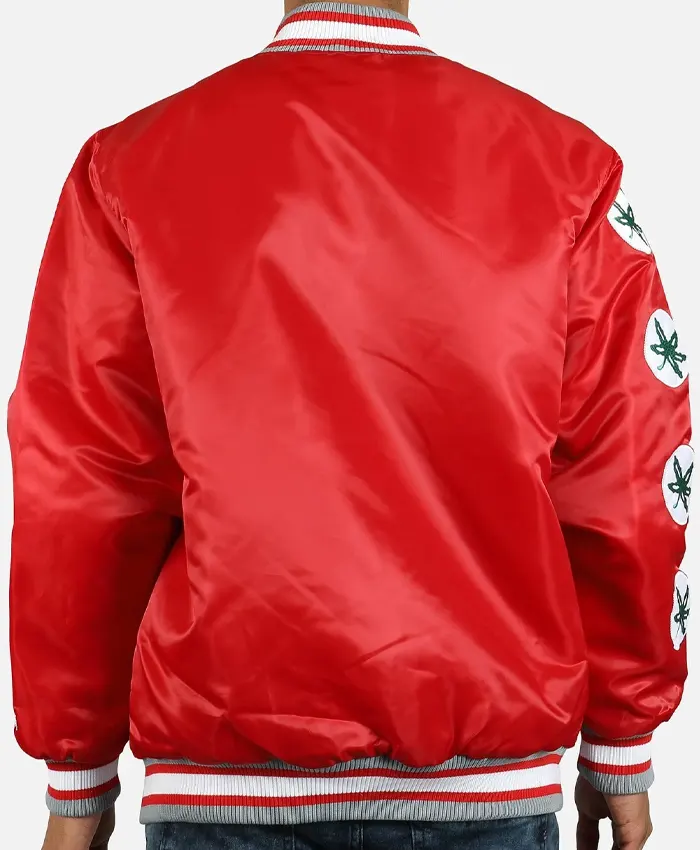 Ohio State Buckeyes Starter Satin Bomber Jacket Back