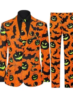 Halloween Printed Pumpkin Suit