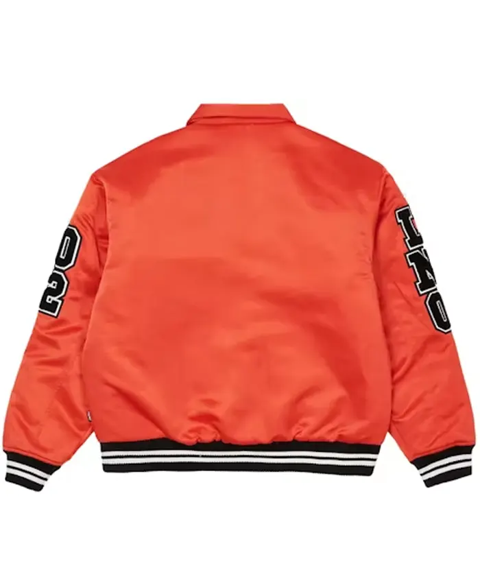 Palace Orange Satin Varsity Jacket Back