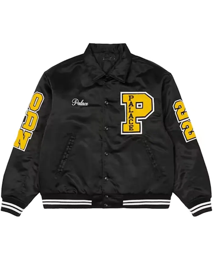 Palace Satin Black Bomber Varsity Jacket