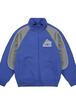 Palace Skateboards x Avirex Fall Winter 2026 Blue Fleece Track Top Jacket front view
