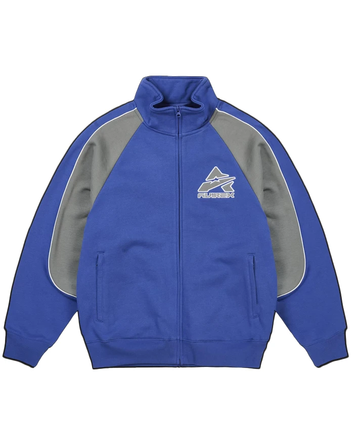 Palace Skateboards x Avirex Fall Winter 2026 Blue Fleece Track Top Jacket front view