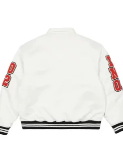 Palace White Satin Varsity Jacket Back