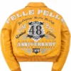 Pelle Pelle American Bruiser Women's 48 Anniversary Yellow Cropped Leather Bomber Jacket back view
