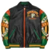 Pelle Pelle MB Classic Soda Club American Black And Green Bomber Leather Jacket back view