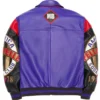 Pelle Pelle MB Classic Soda Club American Purple And Black Leather Bomber Jacket back view