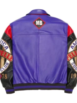 Pelle Pelle MB Classic Soda Club American Purple And Black Leather Bomber Jacket back view