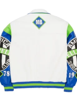 Pelle Pelle MB Classic Soda Club American White And Royal Bomber Leather Jacket back view